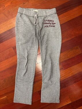 Abercrombie & Fitch Gray Girls' Sweatpants with Maroon Script Logo